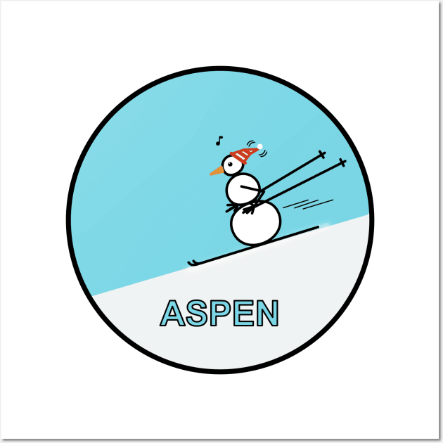 Frosty the Snowman skiing in Aspen Wall Art by Musings Home Decor